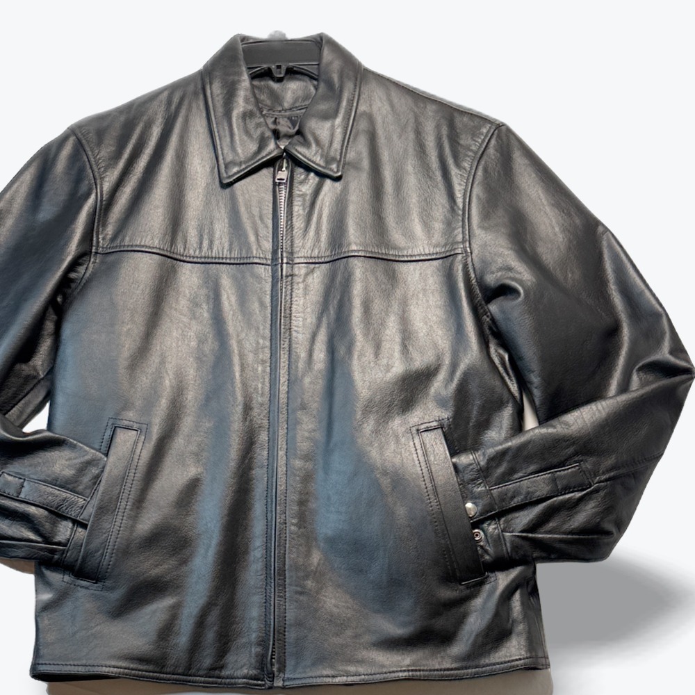 Unik International Leather Cruiser Jacket Heavy Quilted Lined Black Biker Coat M